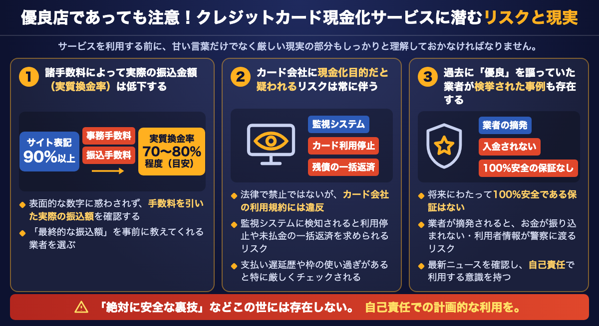 優良店であっても注意！現金化サービスに潜むリスクと現実